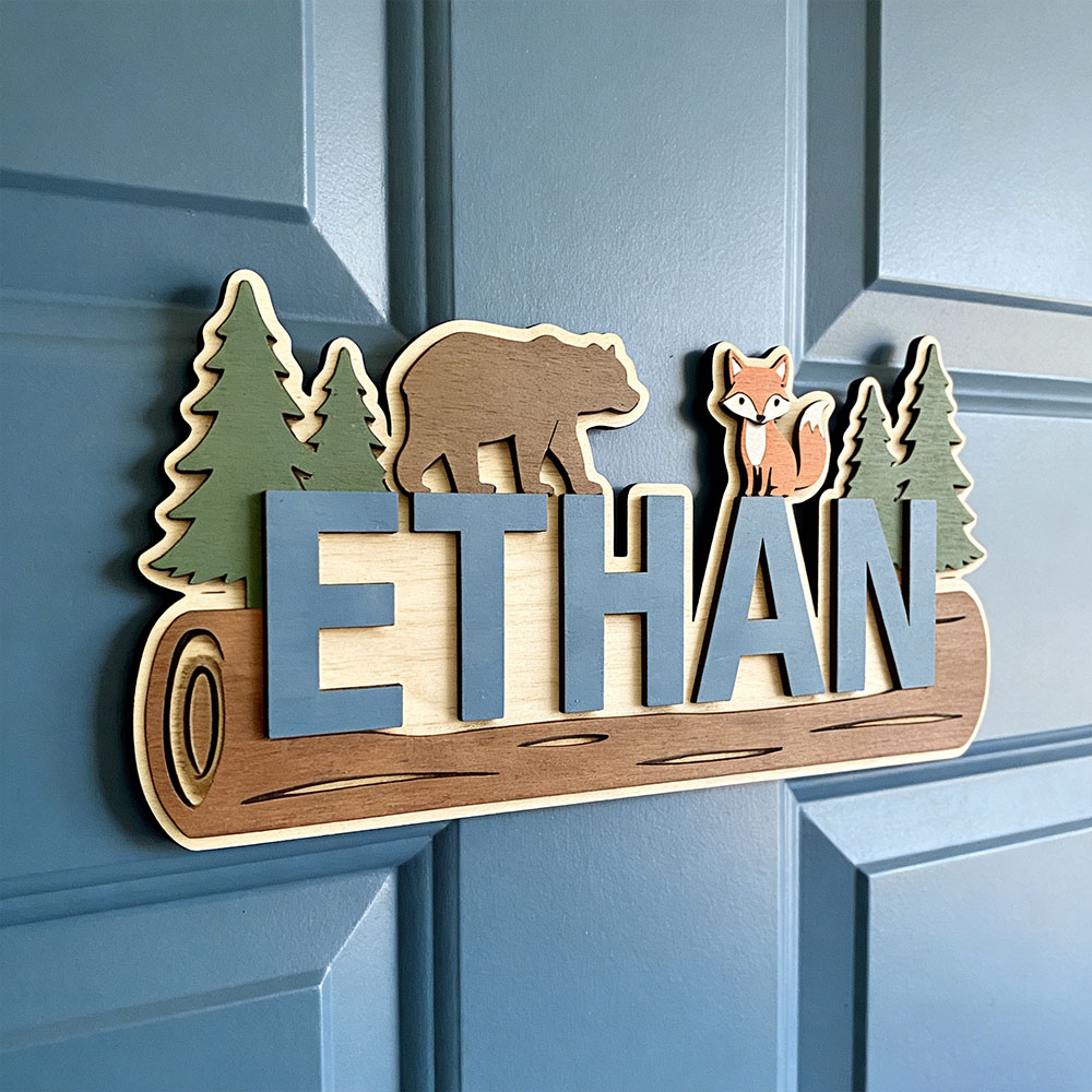 Eve Party - Woodland Forest Animal Personalized Name Wooden