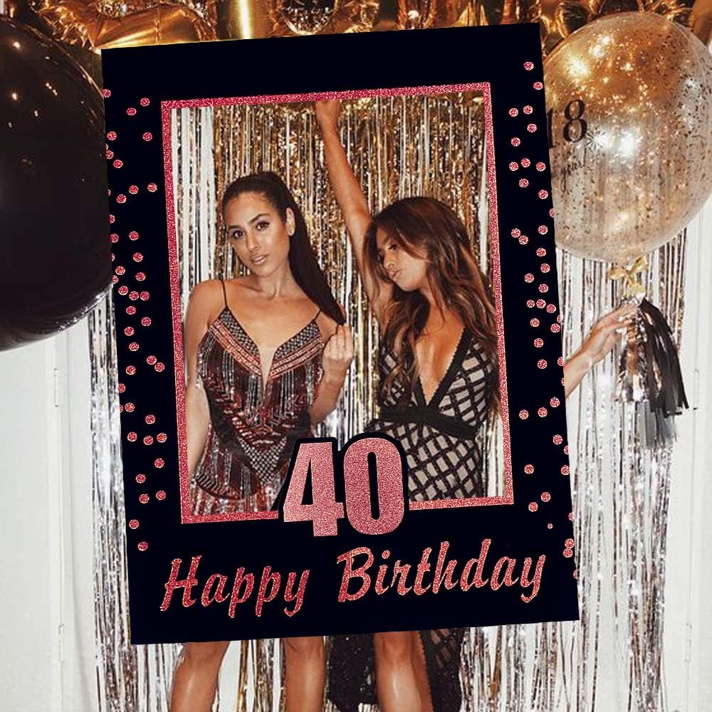 Rose Gold 40th Birthday Party  - Photo Booth Frame ulasan dan harga