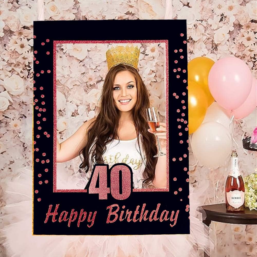 Rose Gold 40th Birthday Party  - Photo Booth Frame ulasan dan harga