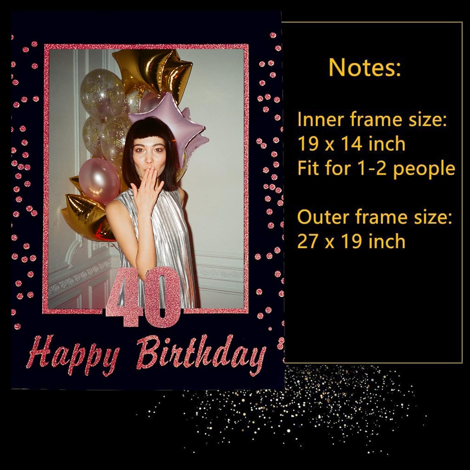 Rose Gold 40th Birthday Party  - Photo Booth Frame ulasan dan harga