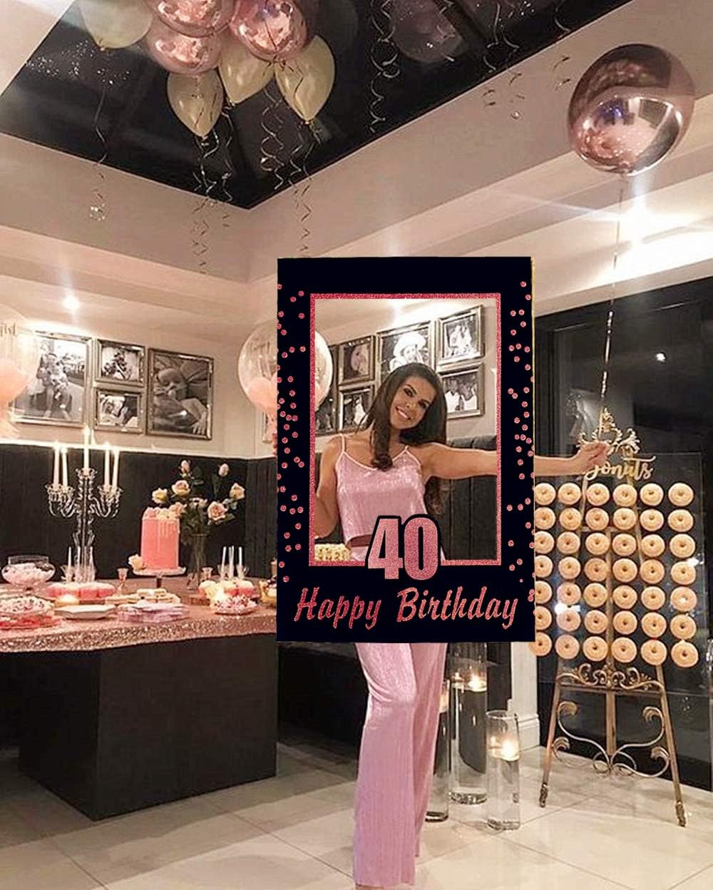 Rose Gold 40th Birthday Party  - Photo Booth Frame ulasan dan harga
