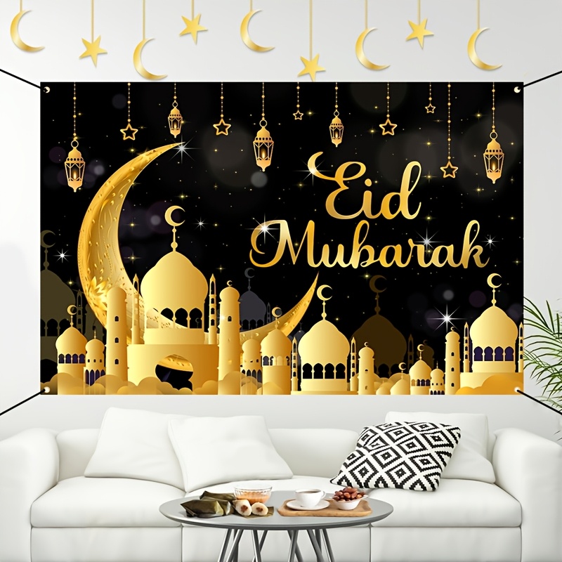 VIKAMA Eid Al Fitr Happy Backg - Party Banner Gold ulasan dan harga