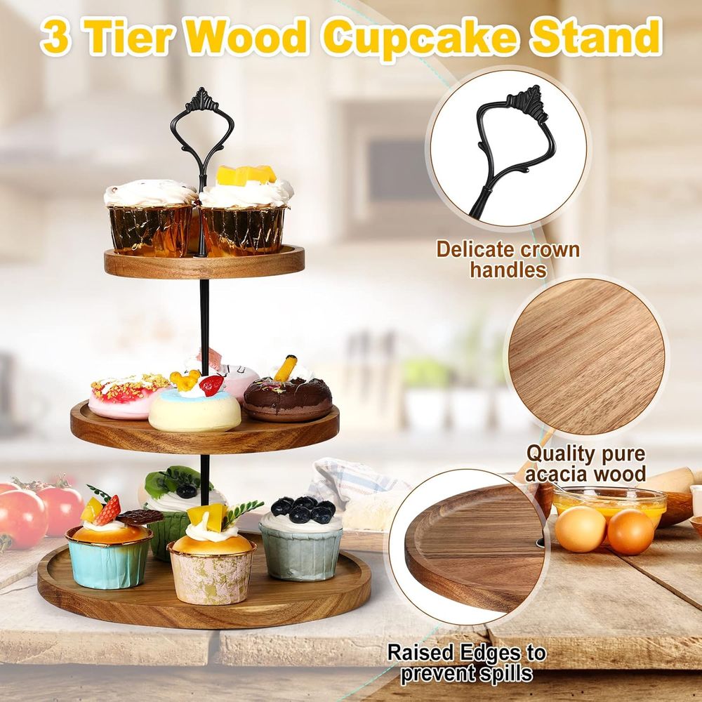 3 Set 3 Tier Wood Cupcake Stan - Cupcake Stand Tier ulasan dan harga