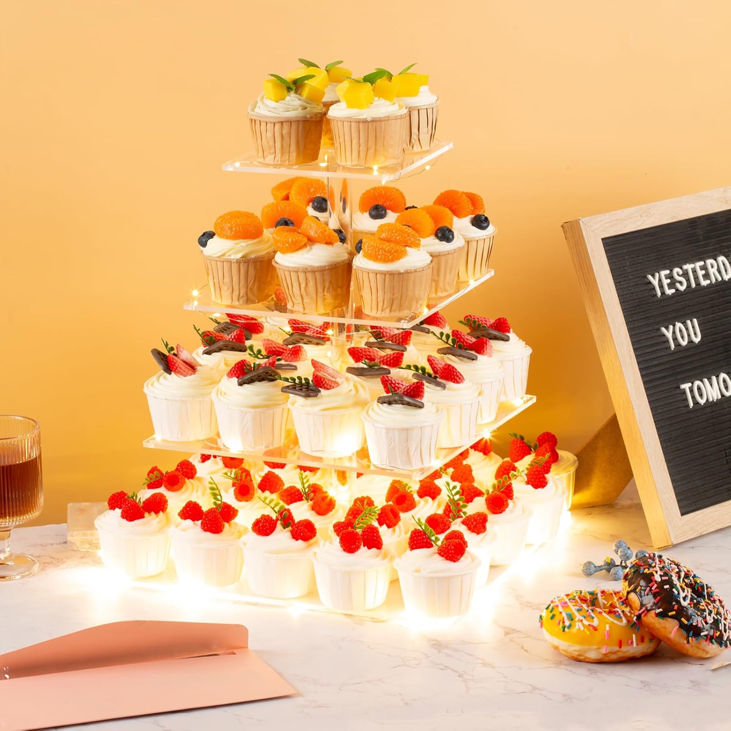 4 Tier Premium Acrylic Cupcake - Cupcake Stand Tier ulasan dan harga