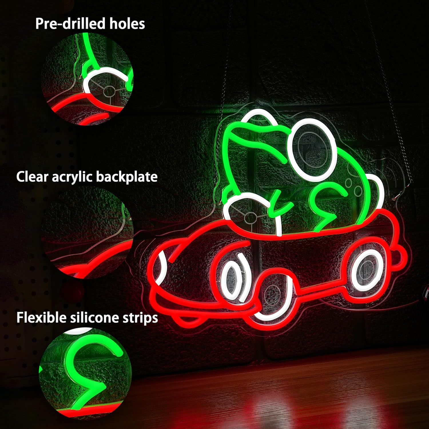 Frog Driving Car Neon Sign Art - Neon Sign Party ulasan dan harga