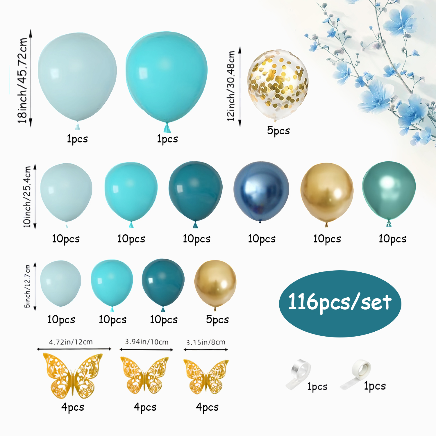 116pcs deep cyan wedding theme - Balloon Arch Kit ulasan dan harga