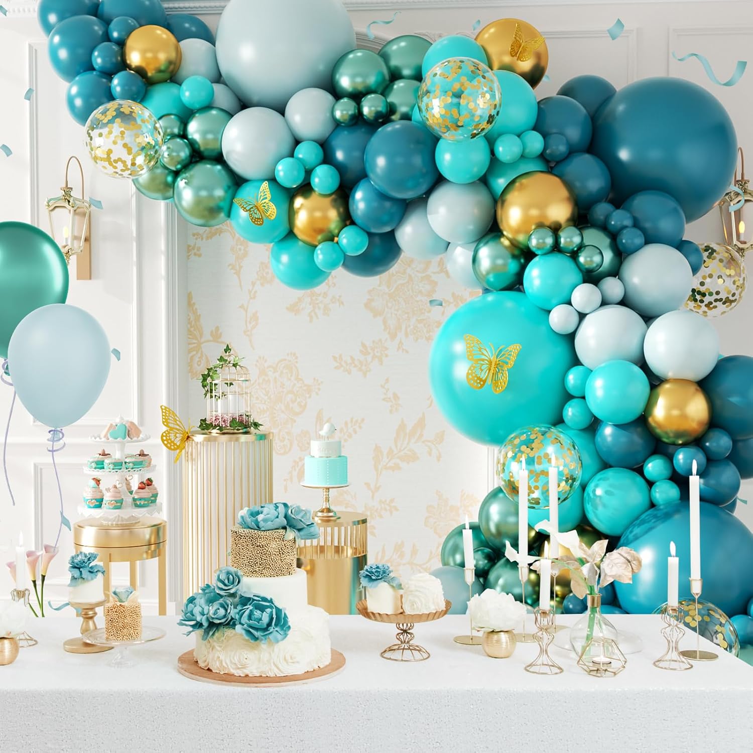 116pcs deep cyan wedding theme - Balloon Arch Kit ulasan dan harga