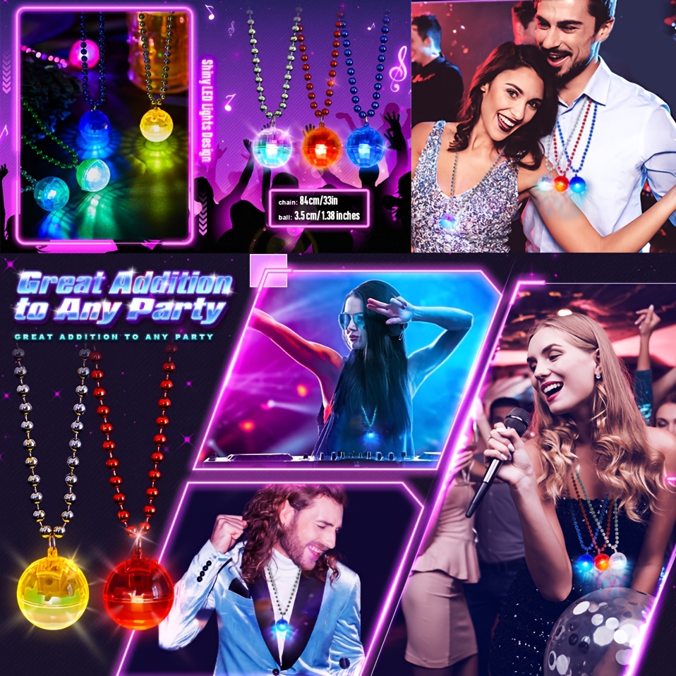 6Pcs LED Disco Ball Necklaces  - Cotton Candy Cone ulasan dan harga