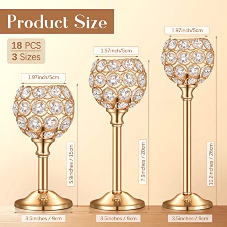 18 Pieces Crystal Candle Holde - Centerpiece Stick ulasan dan harga