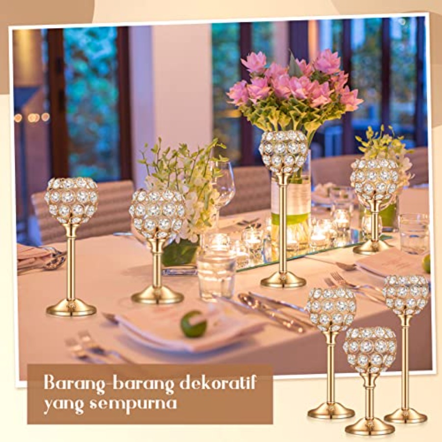 18 Pieces Crystal Candle Holde - Centerpiece Stick ulasan dan harga