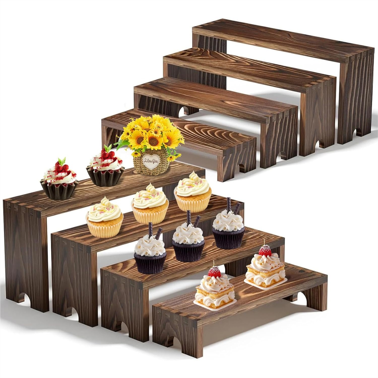 2 Tier Wooden Cupcake Stand Se - Cupcake Stand Tier ulasan dan harga