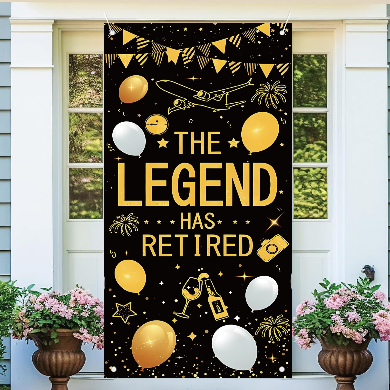 Retirement Party Decorations f - Party Banner Gold ulasan dan harga
