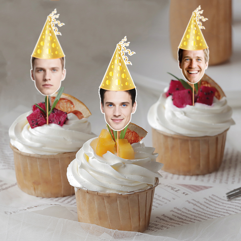 Custom Photo Face Golden Polka - Party Hat Cone ulasan dan harga