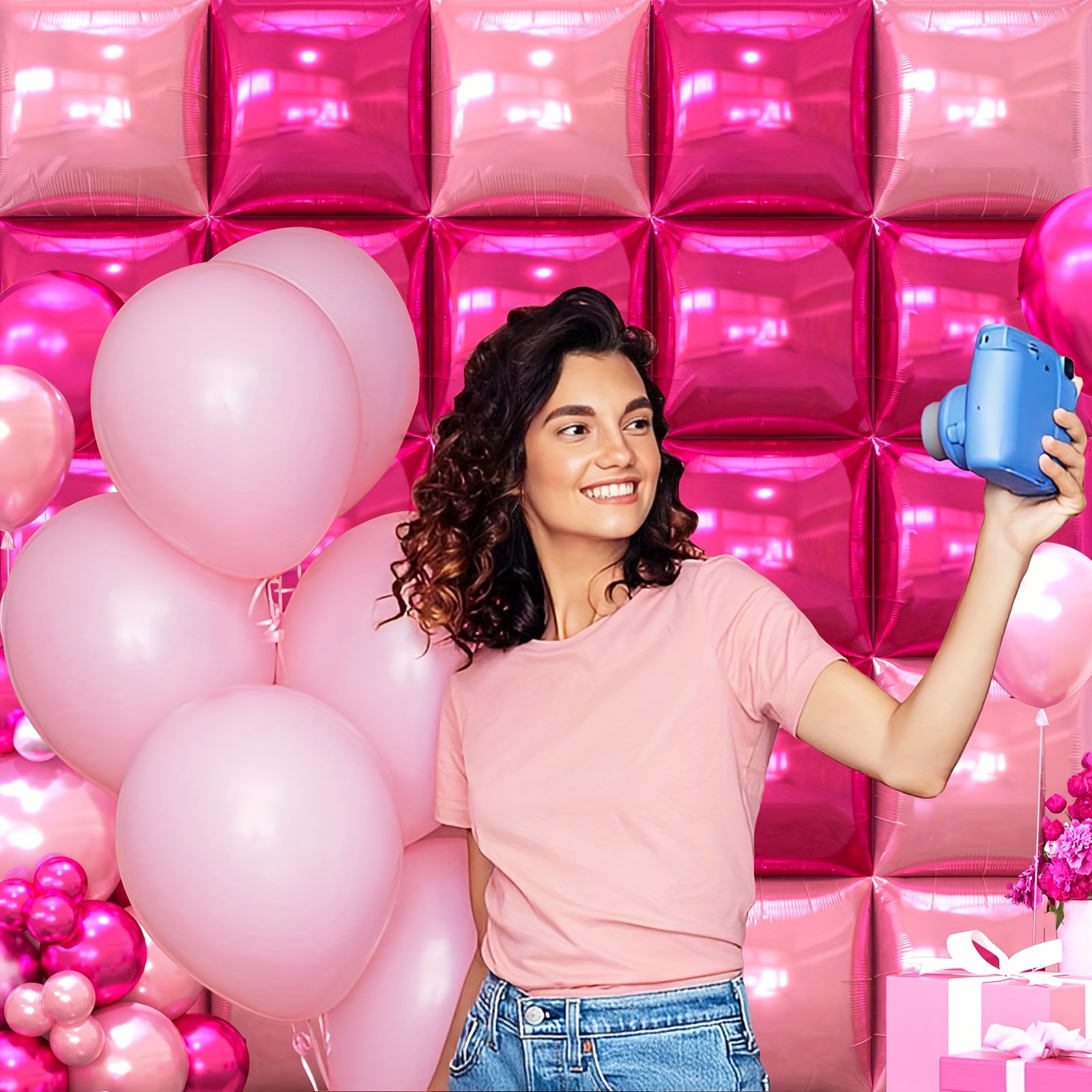 25pcs Magenta Pink Square Foil - Balloon Arch Kit ulasan dan harga
