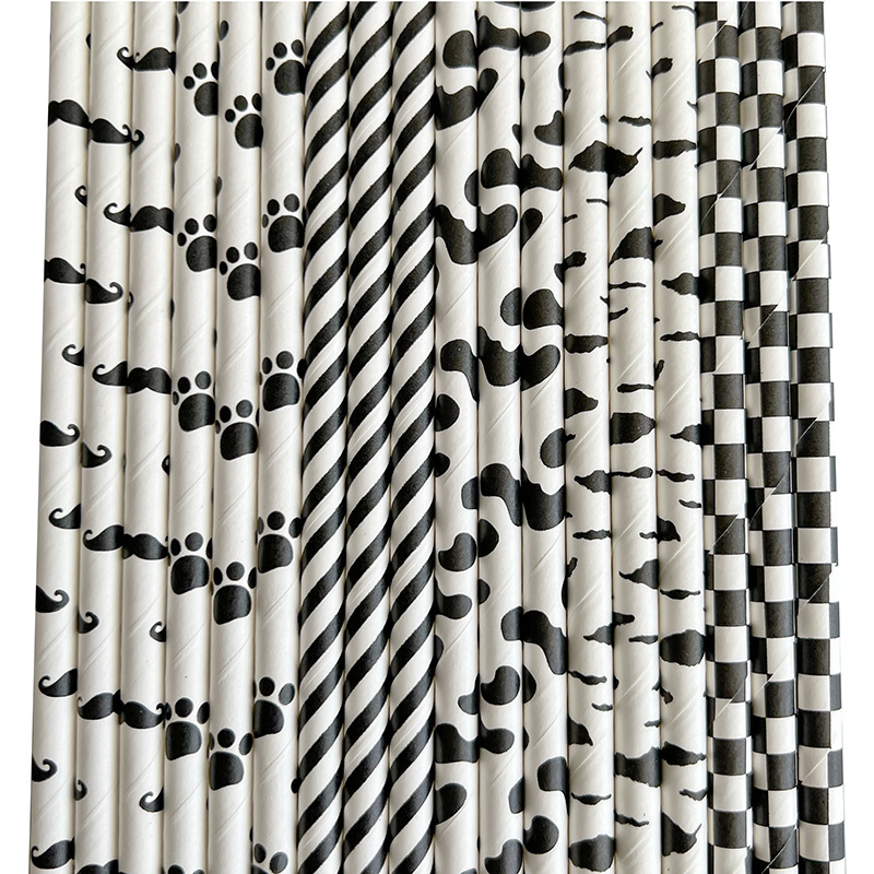 Moustache Paper Straw Cow Blac - Paper Straw Color ulasan dan harga