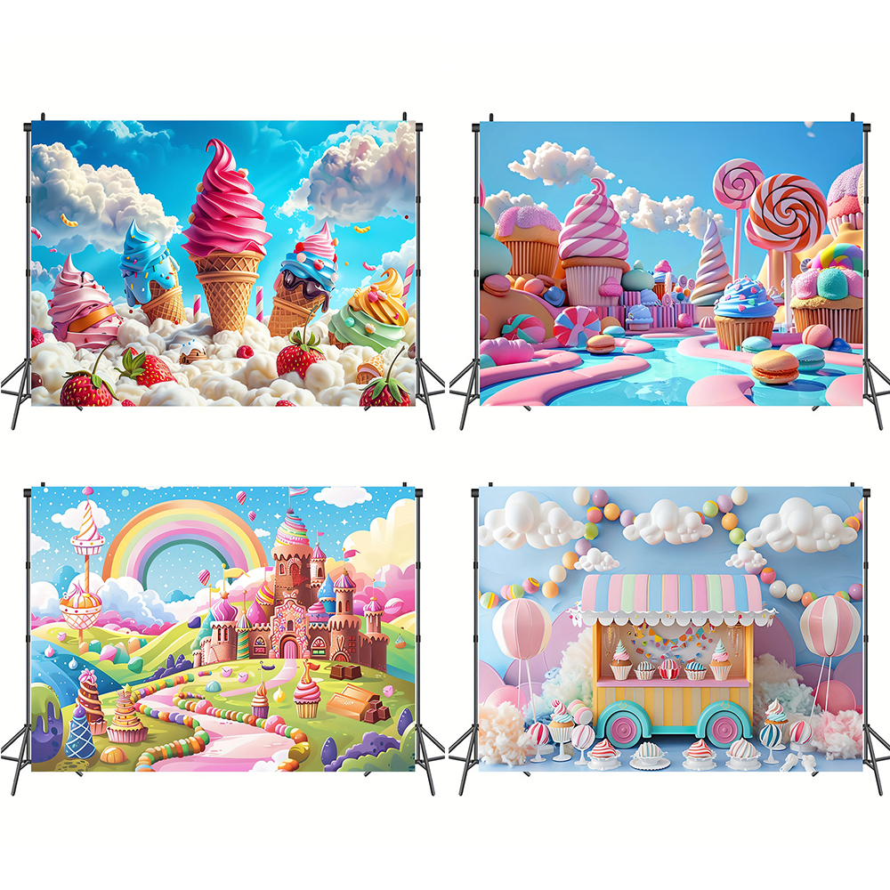 Sweet Ice Cream Theme Backdrop - Dessert Table Backdrop ulasan dan harga