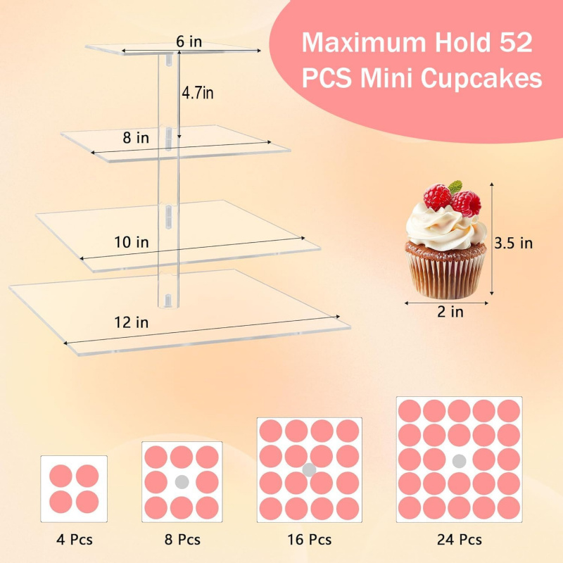 YestBuy 4 Tier Acrylic Cupcake - Cupcake Stand Tier ulasan dan harga