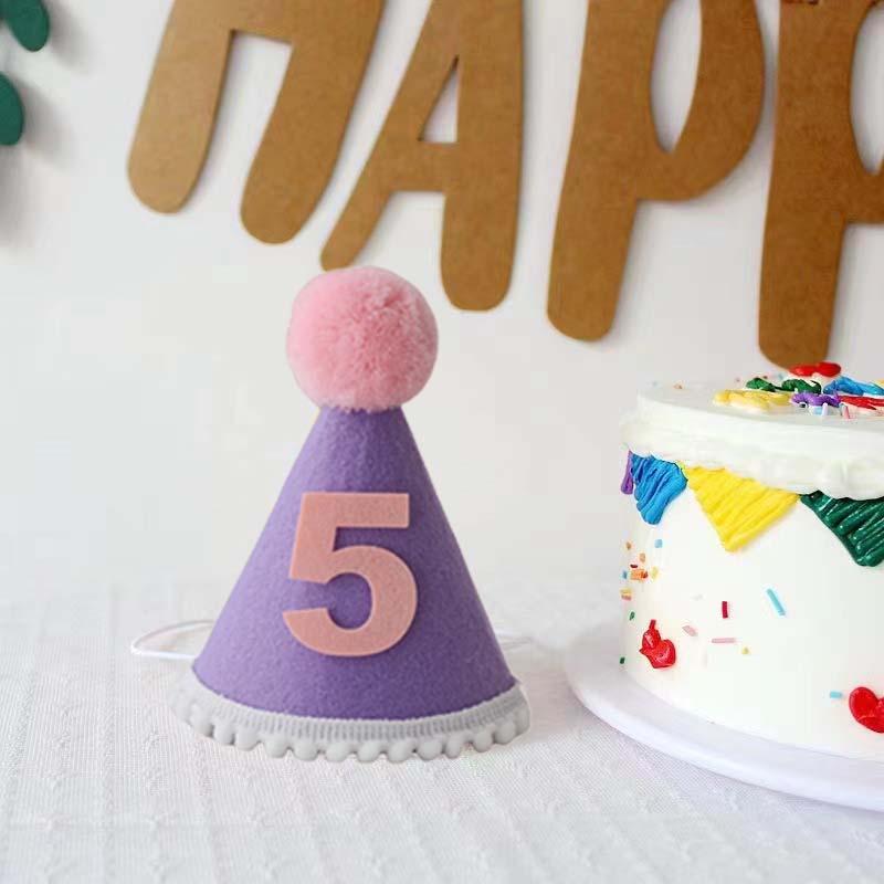 Purple Birthday Hat 1 2 3 4 5  - Party Hat Cone ulasan dan harga