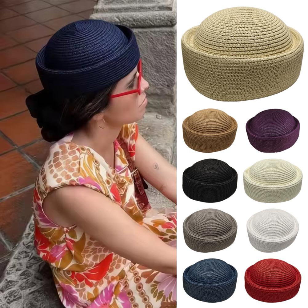 Solid Color Straw Bucket Hat S - Paper Straw Color ulasan dan harga