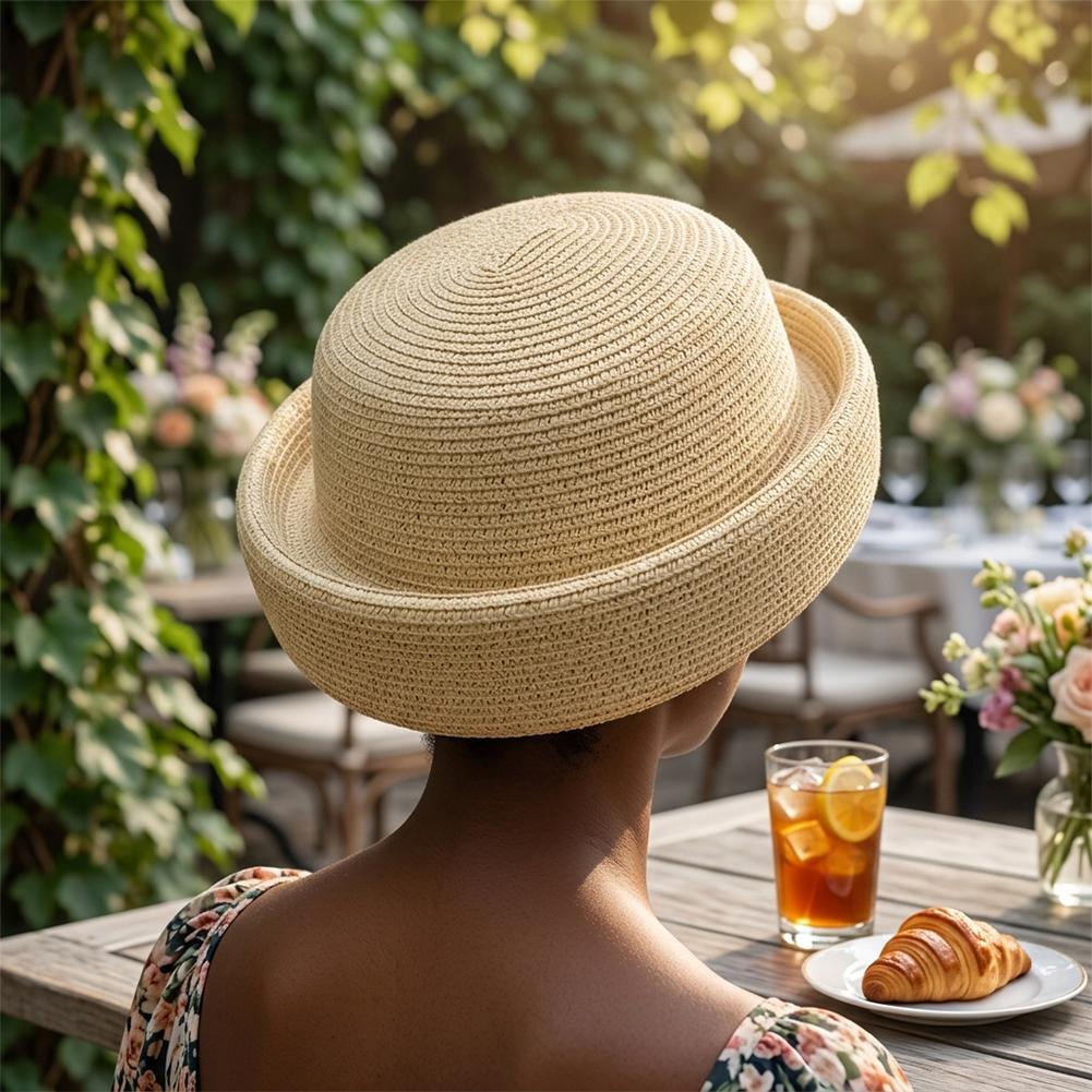 Solid Color Straw Bucket Hat S - Paper Straw Color ulasan dan harga