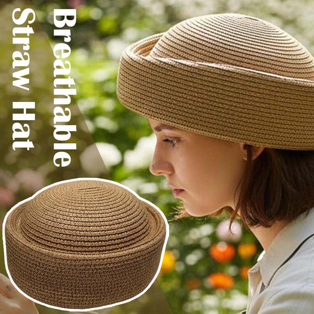 Solid Color Straw Bucket Hat S - Paper Straw Color ulasan dan harga