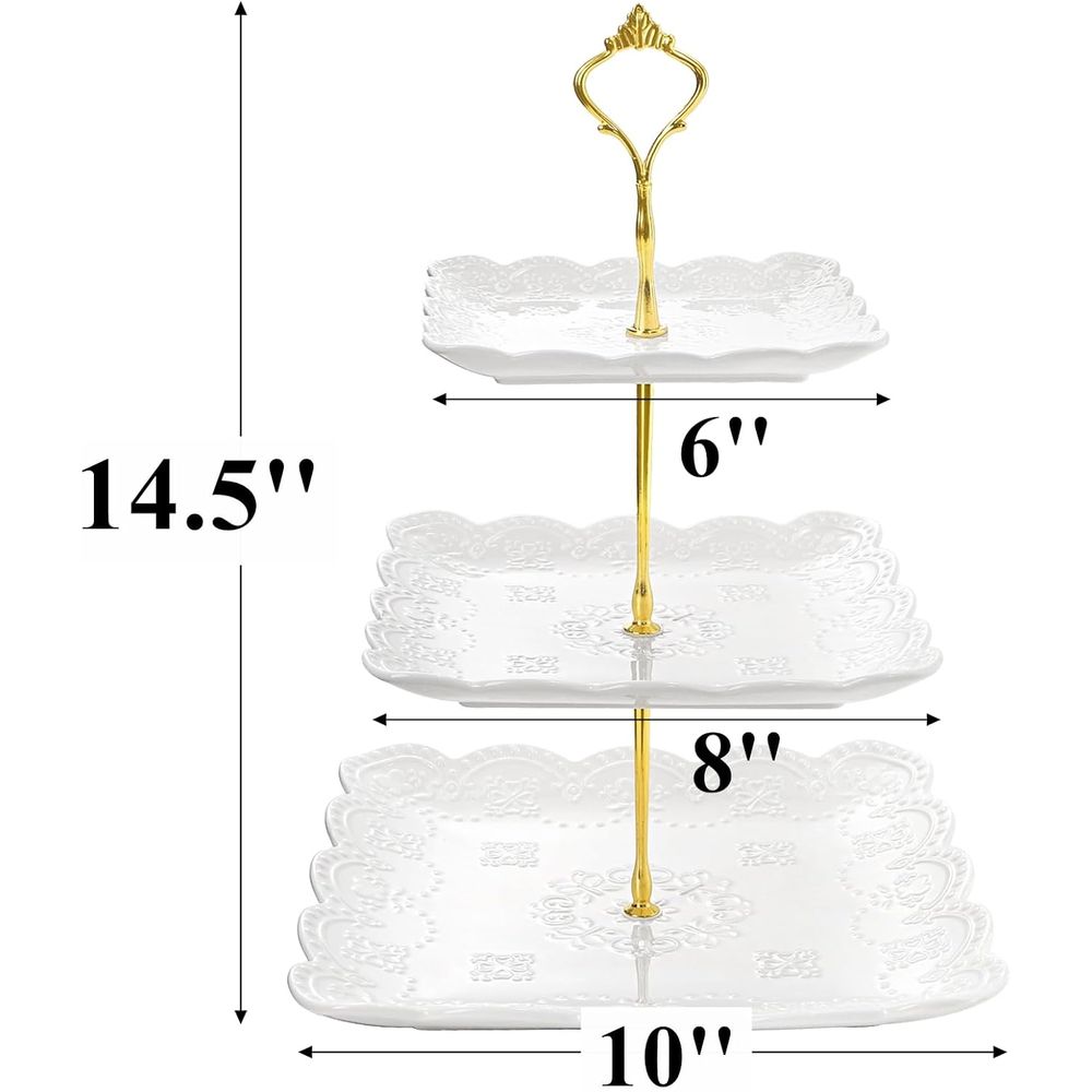 2 Pack 3-Tier White Ceramic Em - Cupcake Stand Tier ulasan dan harga