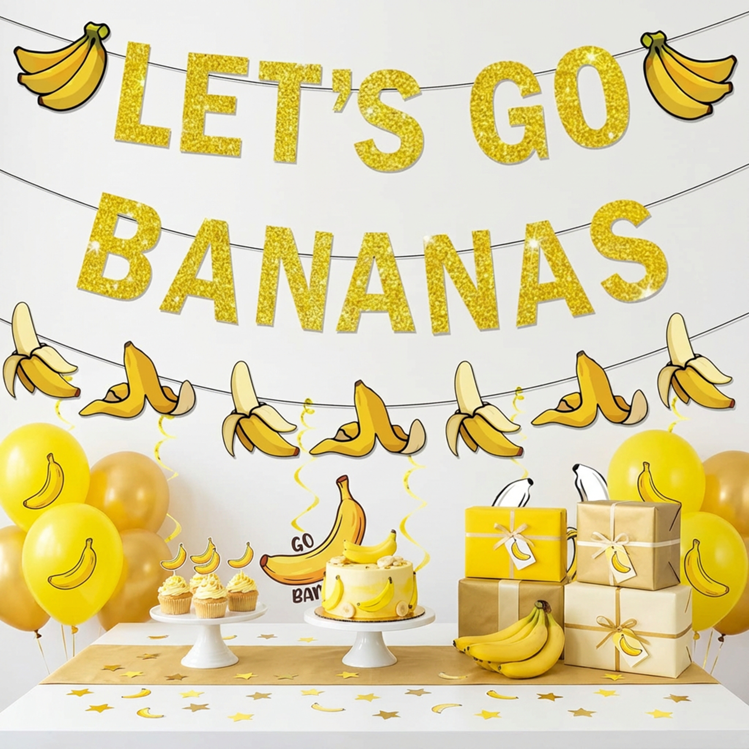 Yellow Bananas Birthday Banner - Let'S Party Event Supply ulasan dan harga