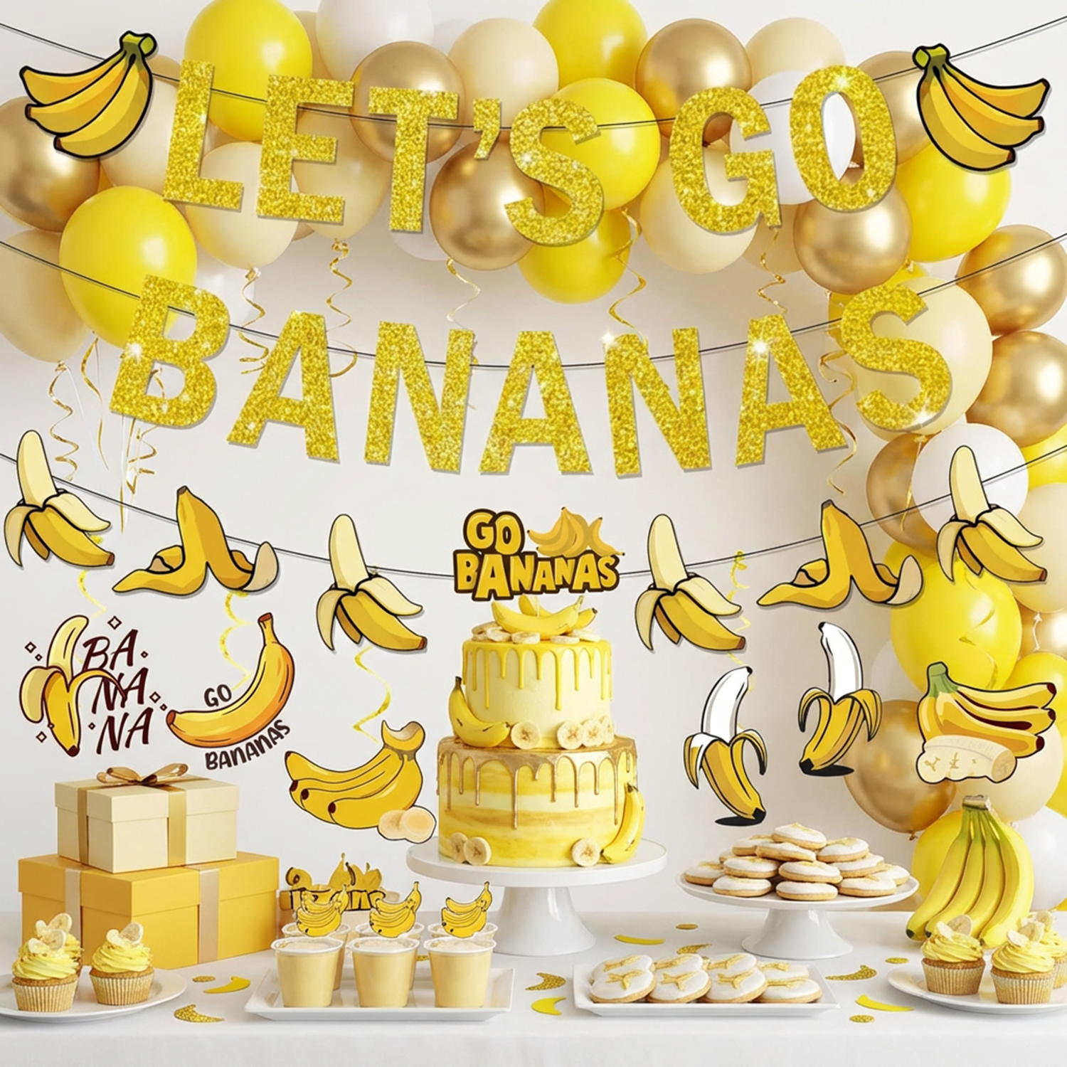 Yellow Bananas Birthday Banner - Let'S Party Event Supply ulasan dan harga