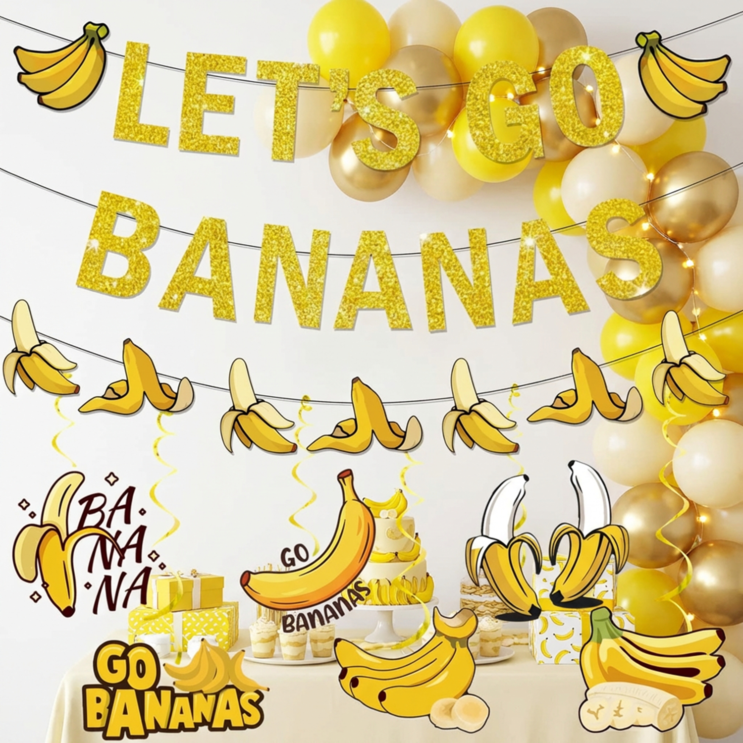 Yellow Bananas Birthday Banner - Let'S Party Event Supply ulasan dan harga