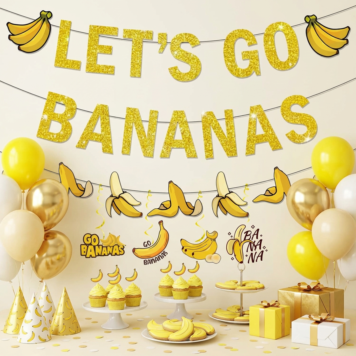 Yellow Bananas Birthday Banner - Let'S Party Event Supply ulasan dan harga