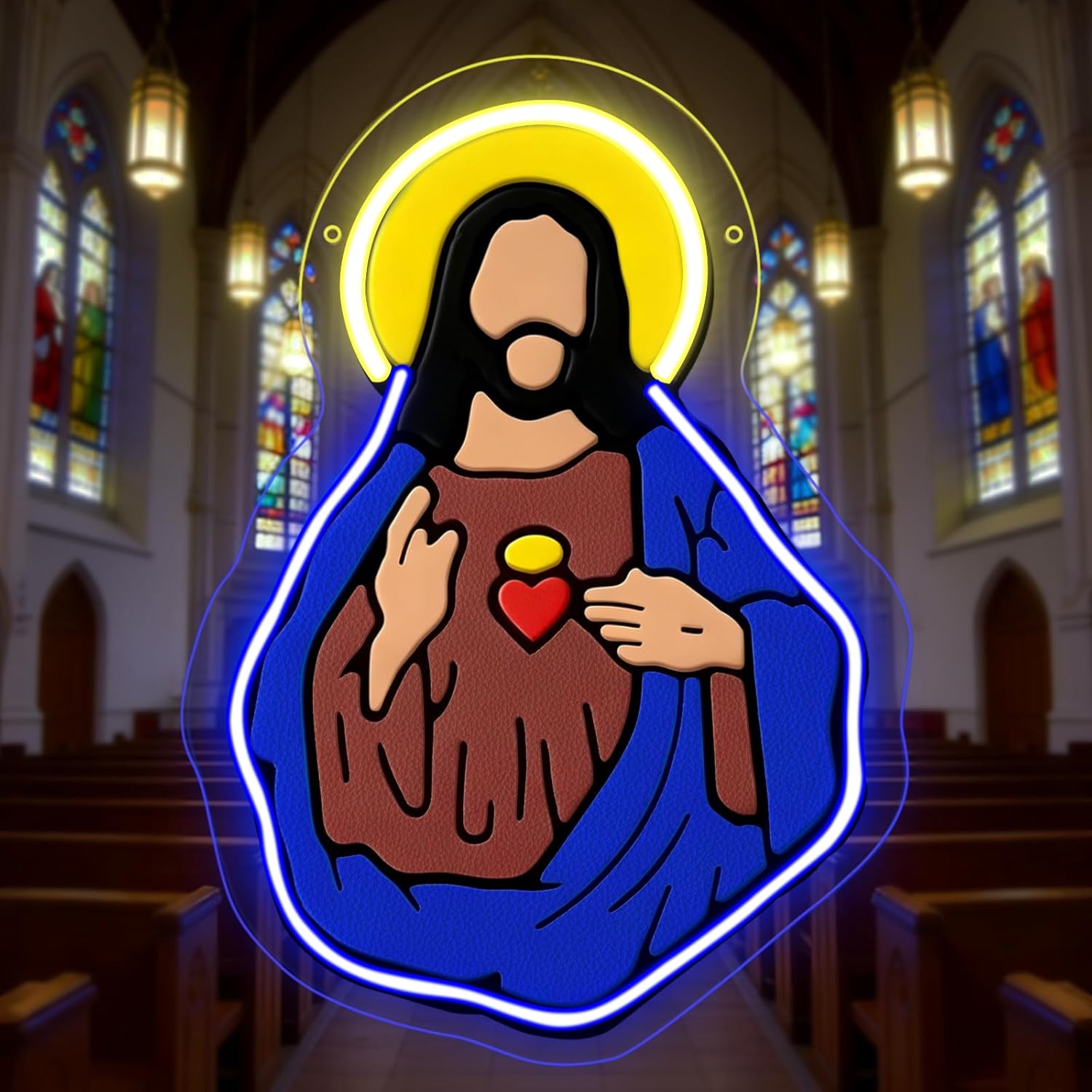 Sacred Heart of Jesus Neon Sig - Neon Sign Party ulasan dan harga