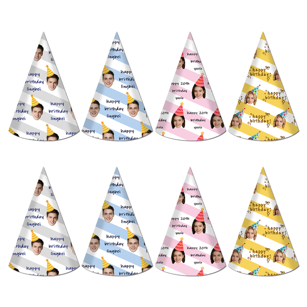8pcs Custom Text and Photo Fac - Party Hat Cone ulasan dan harga