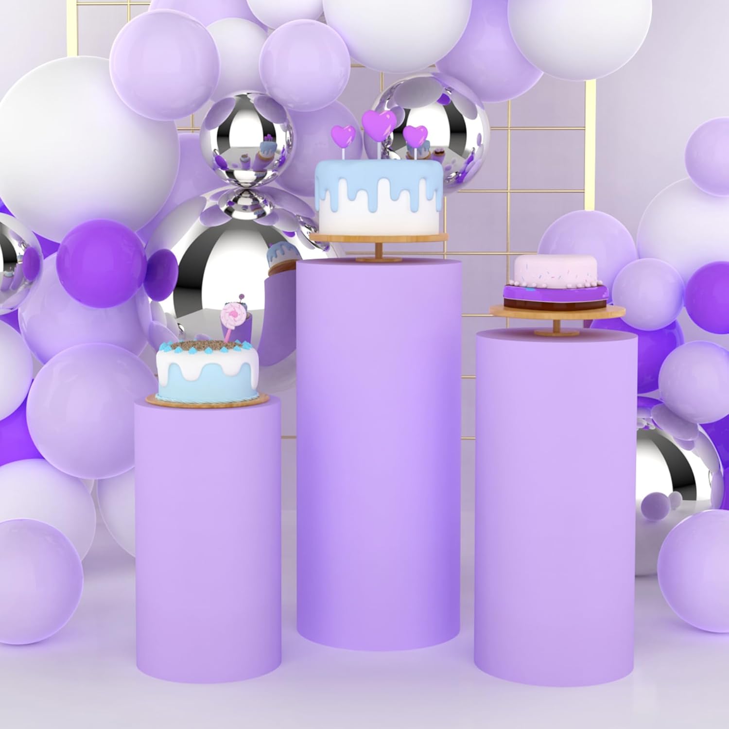 Yeele Purple Cylinder Stand Co - Dessert Table Backdrop ulasan dan harga