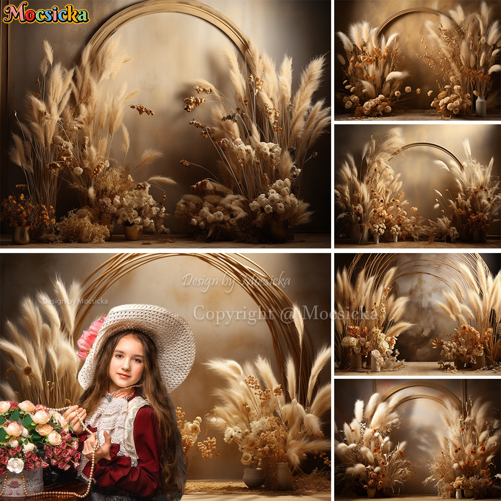 Mocsicka Boho Retro Brown Phot - Dessert Table Backdrop ulasan dan harga