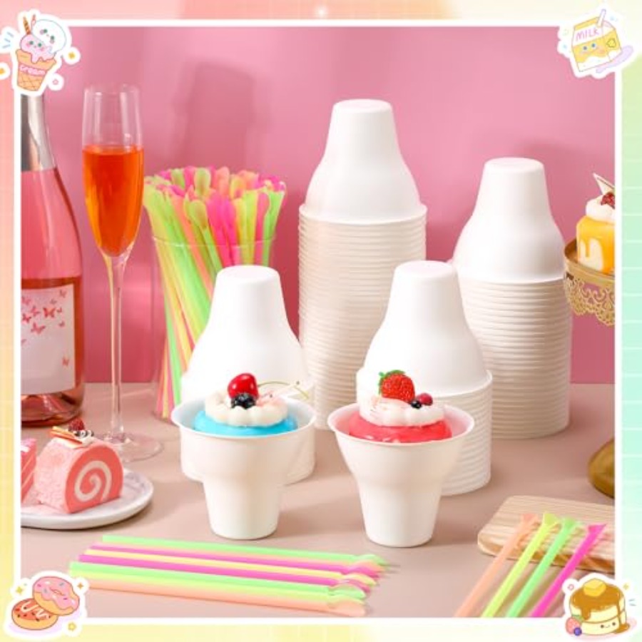 Set Snow Cone Cups and Straws  - Paper Straw Color ulasan dan harga
