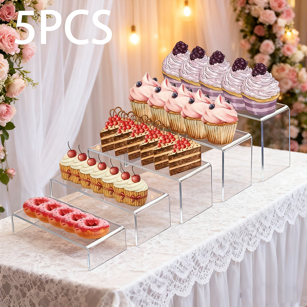 5pcs Acrylic Dessert Display S - Cupcake Stand Tier ulasan dan harga