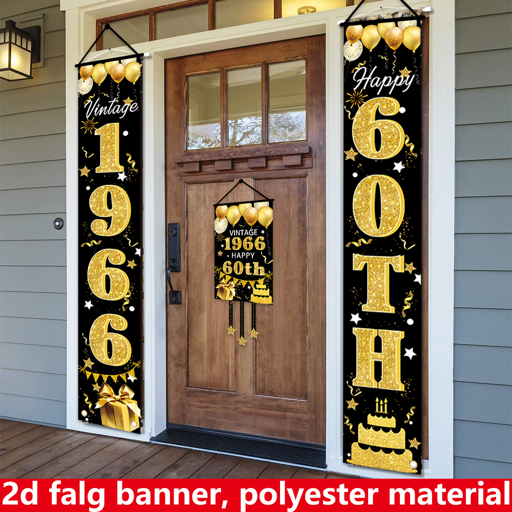 2D Flat 3-Piece 60th Birthday  - Party Banner Gold ulasan dan harga