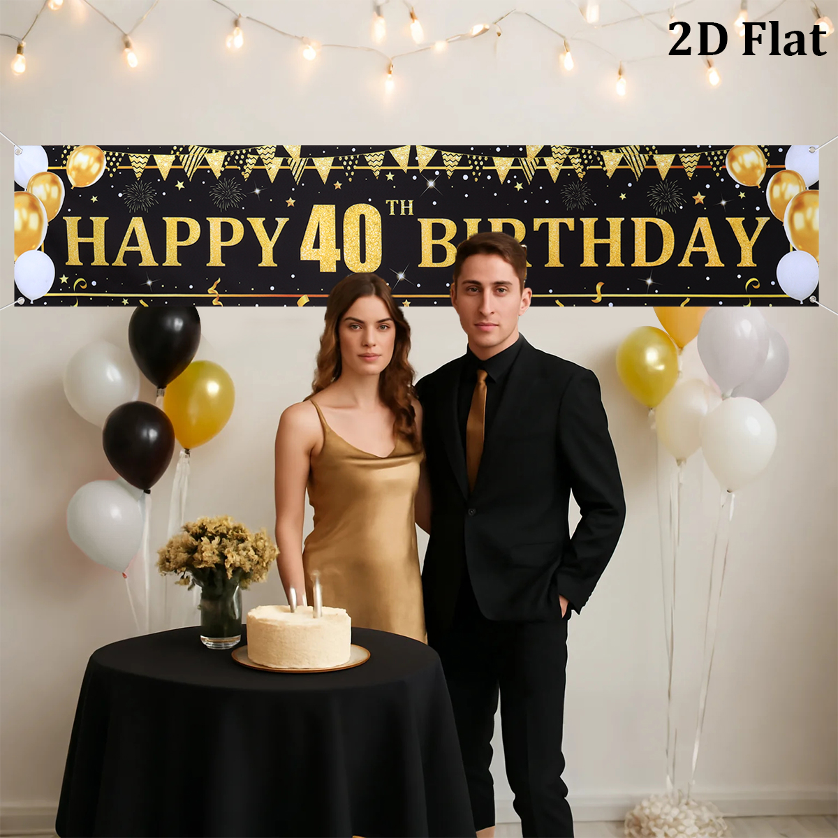 Black Gold Balloons Flags Happ - Party Banner Gold ulasan dan harga