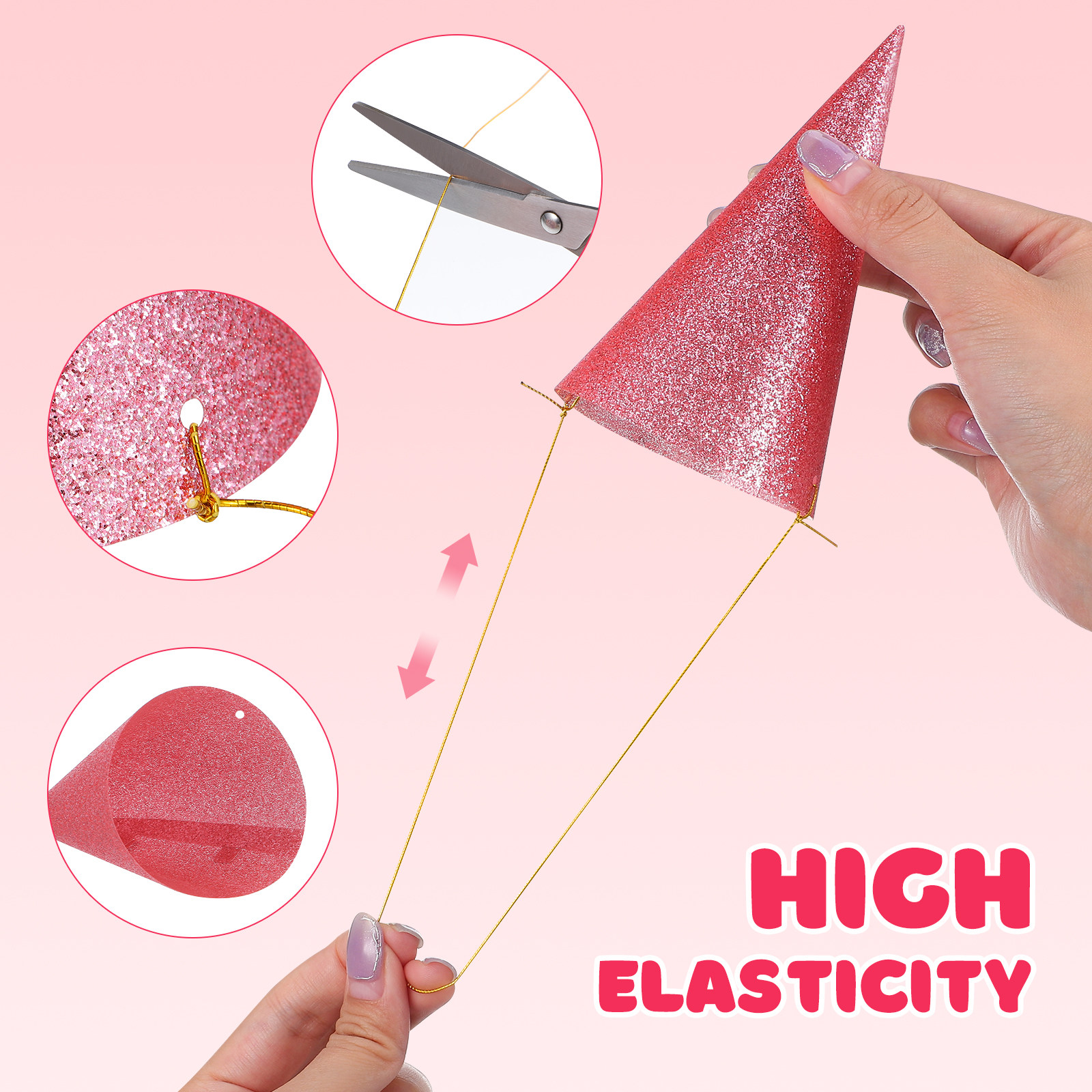 12Pcs Glitter Birthday Cone Ha - Party Hat Cone ulasan dan harga