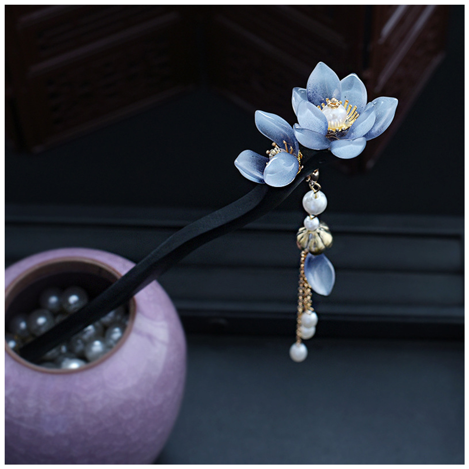 Blue Flower Hair Stick Vintage - Event Suppliers ulasan dan harga