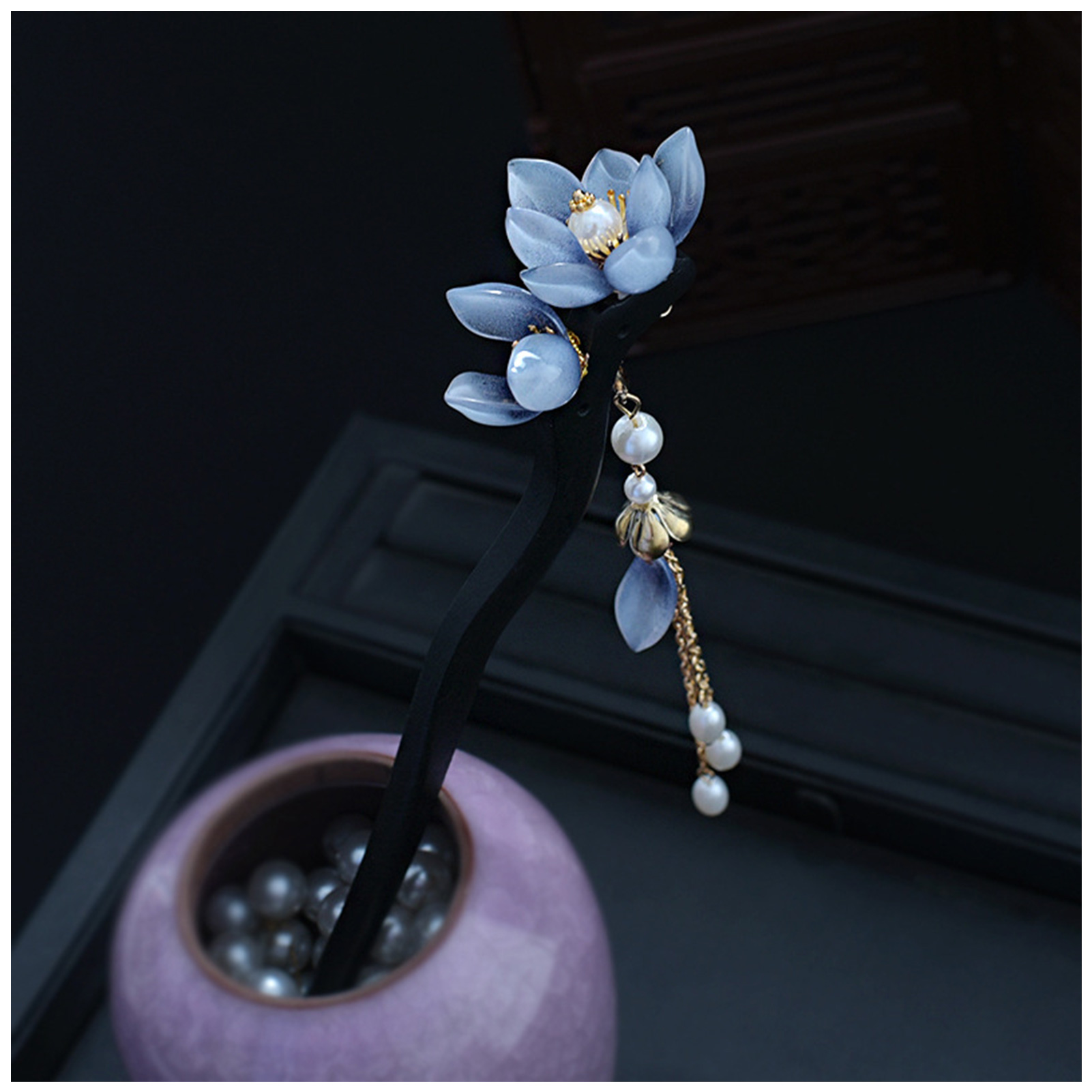 Blue Flower Hair Stick Vintage - Event Suppliers ulasan dan harga