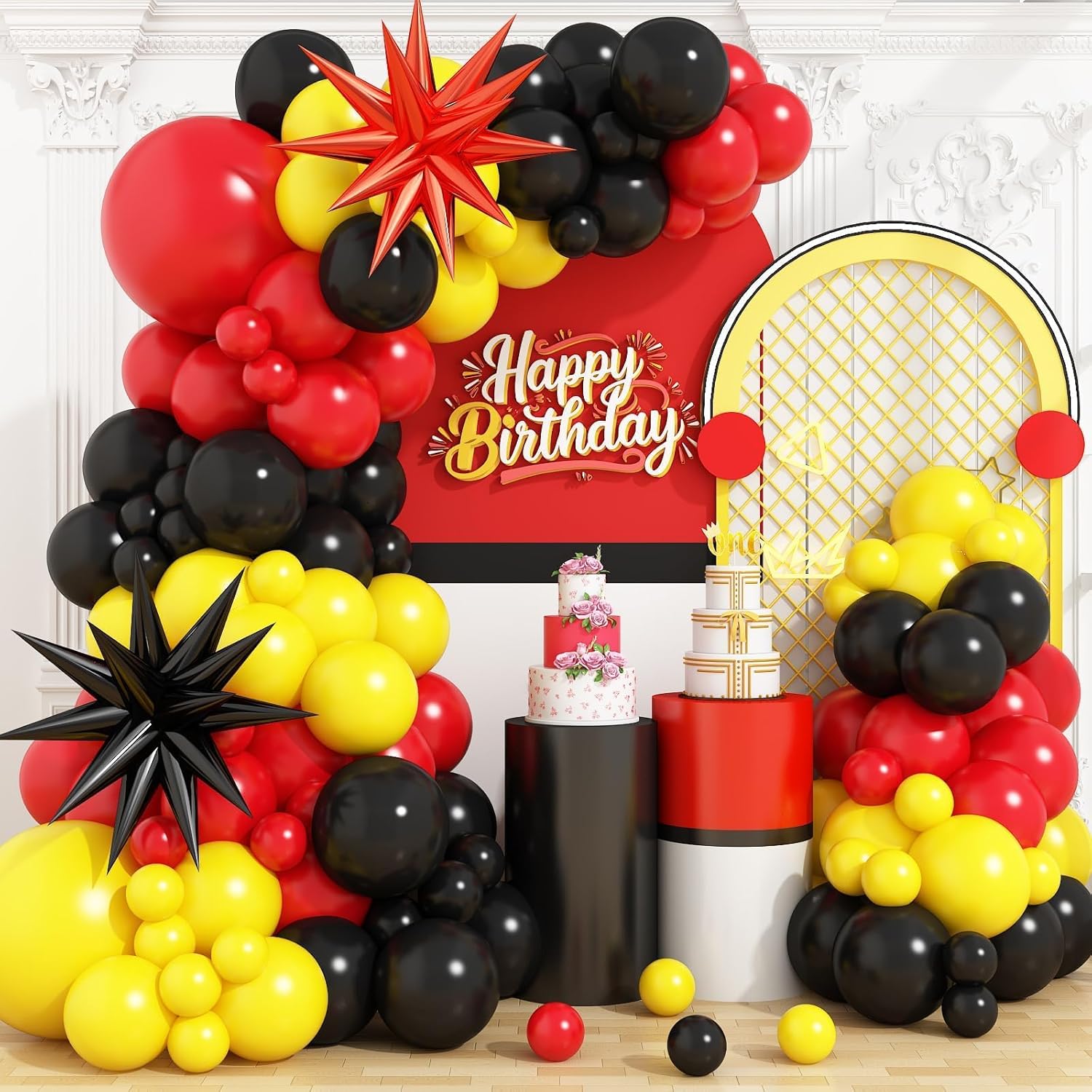 Red Black Yellow Balloon Arch  - Balloon Arch Kit ulasan dan harga