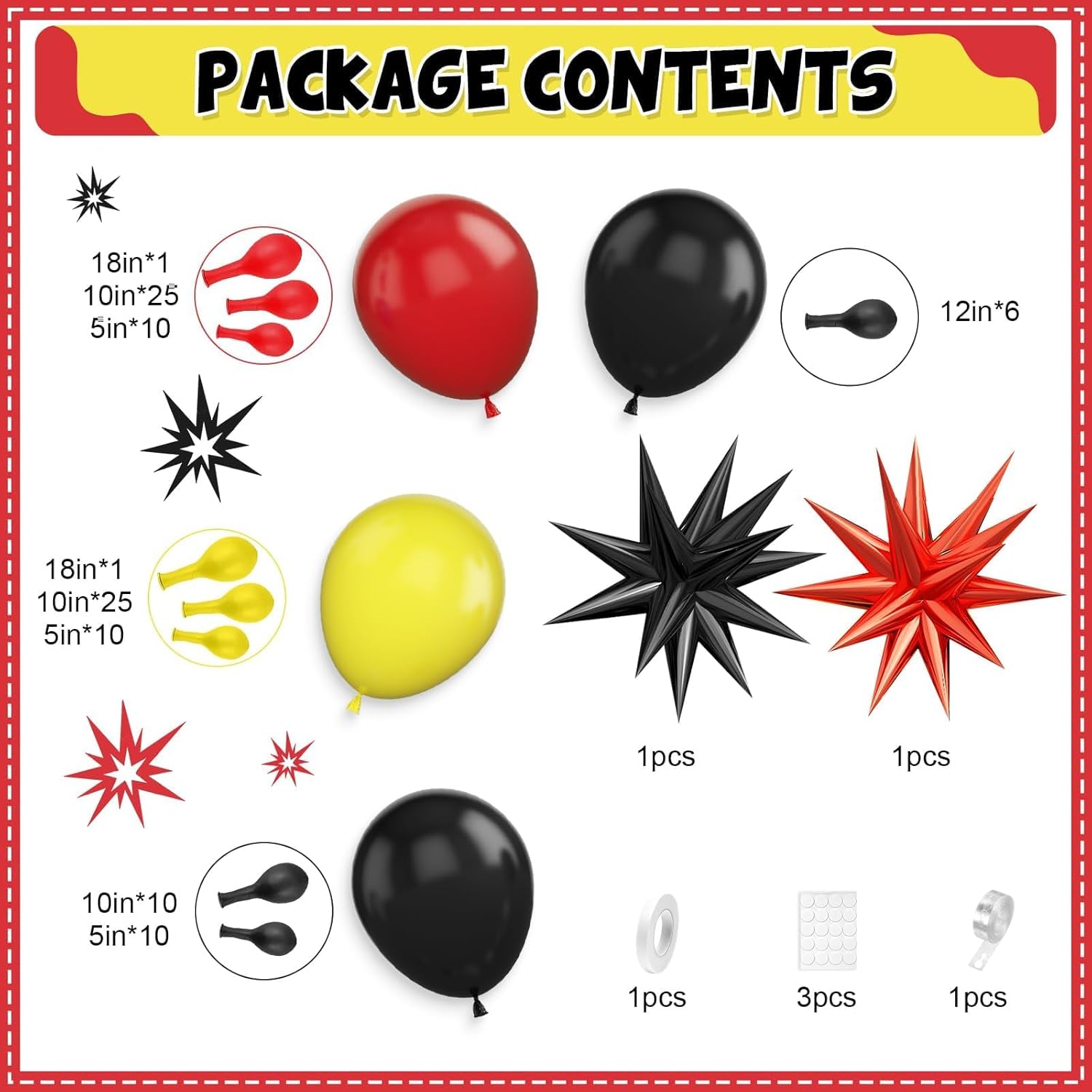 Red Black Yellow Balloon Arch  - Balloon Arch Kit ulasan dan harga