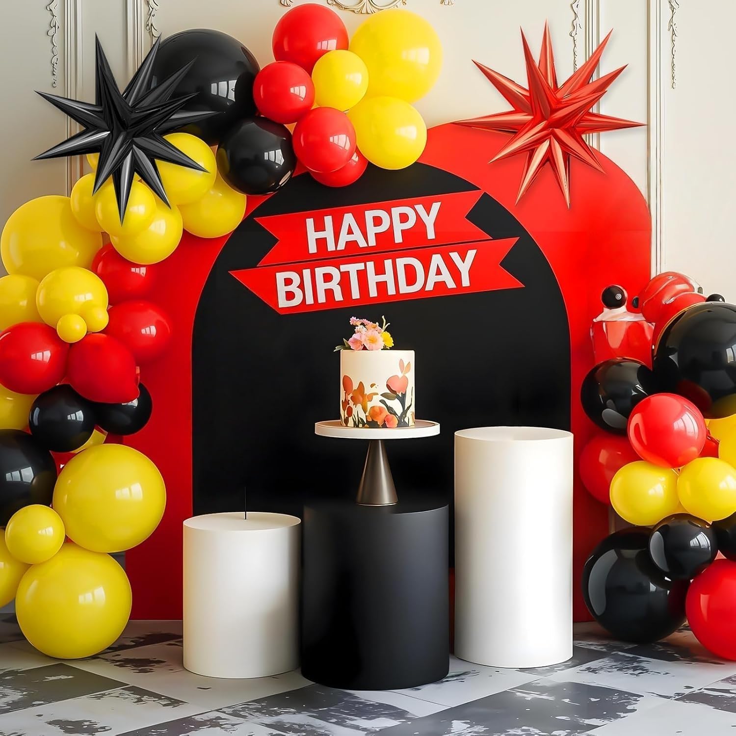 Red Black Yellow Balloon Arch  - Balloon Arch Kit ulasan dan harga