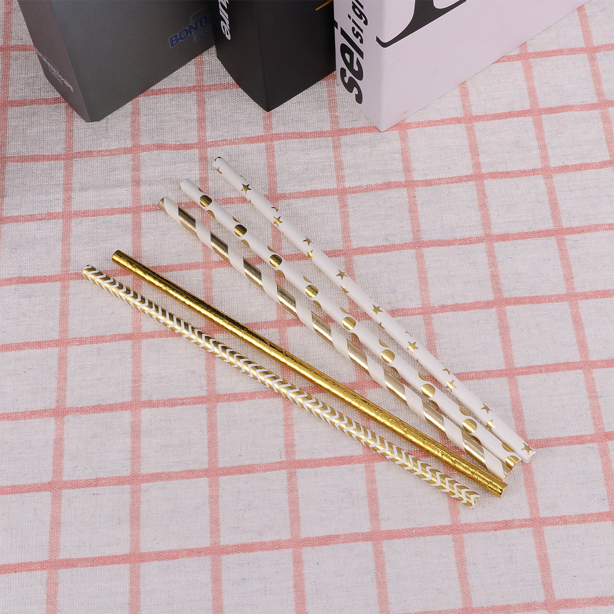 50Pcs Heart Paper Straws Biode - Paper Straw Color ulasan dan harga