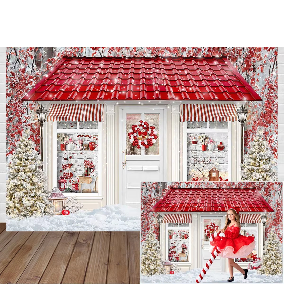 Winter Christmas Window Backgr - Party Event Supply Store ulasan dan harga