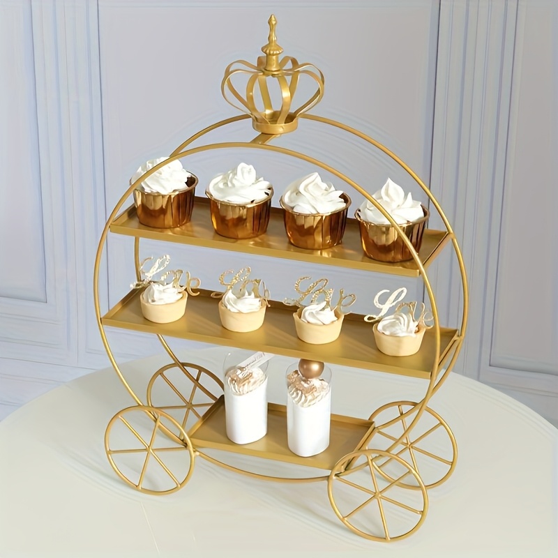 3-Tier Golden Crown Cake Stand - Cupcake Stand Tier ulasan dan harga
