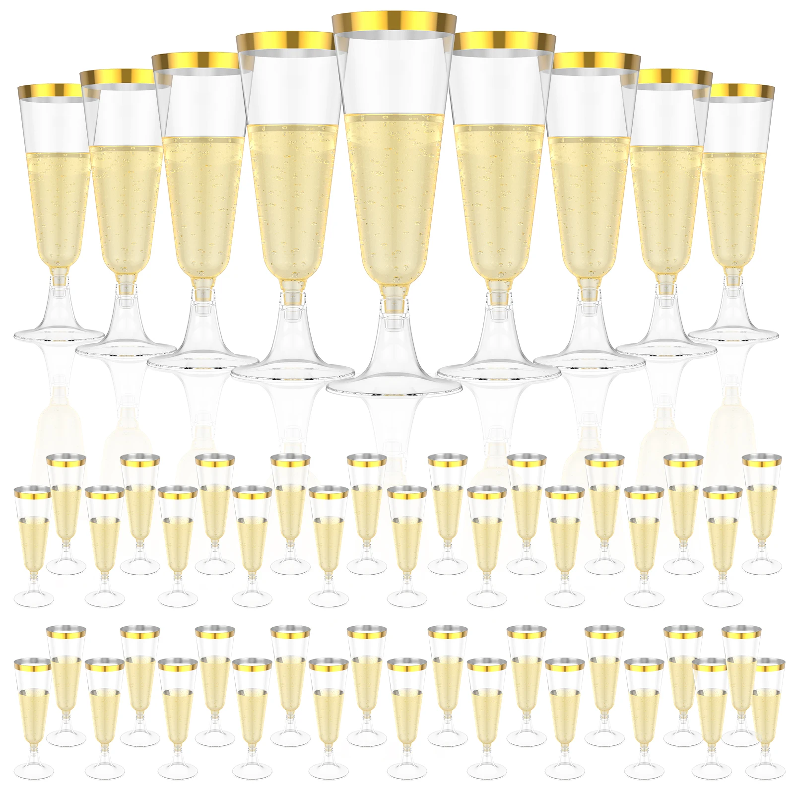 50Pcs Plastic Champagne Flutes - Plastic Cup 50Pcs ulasan dan harga