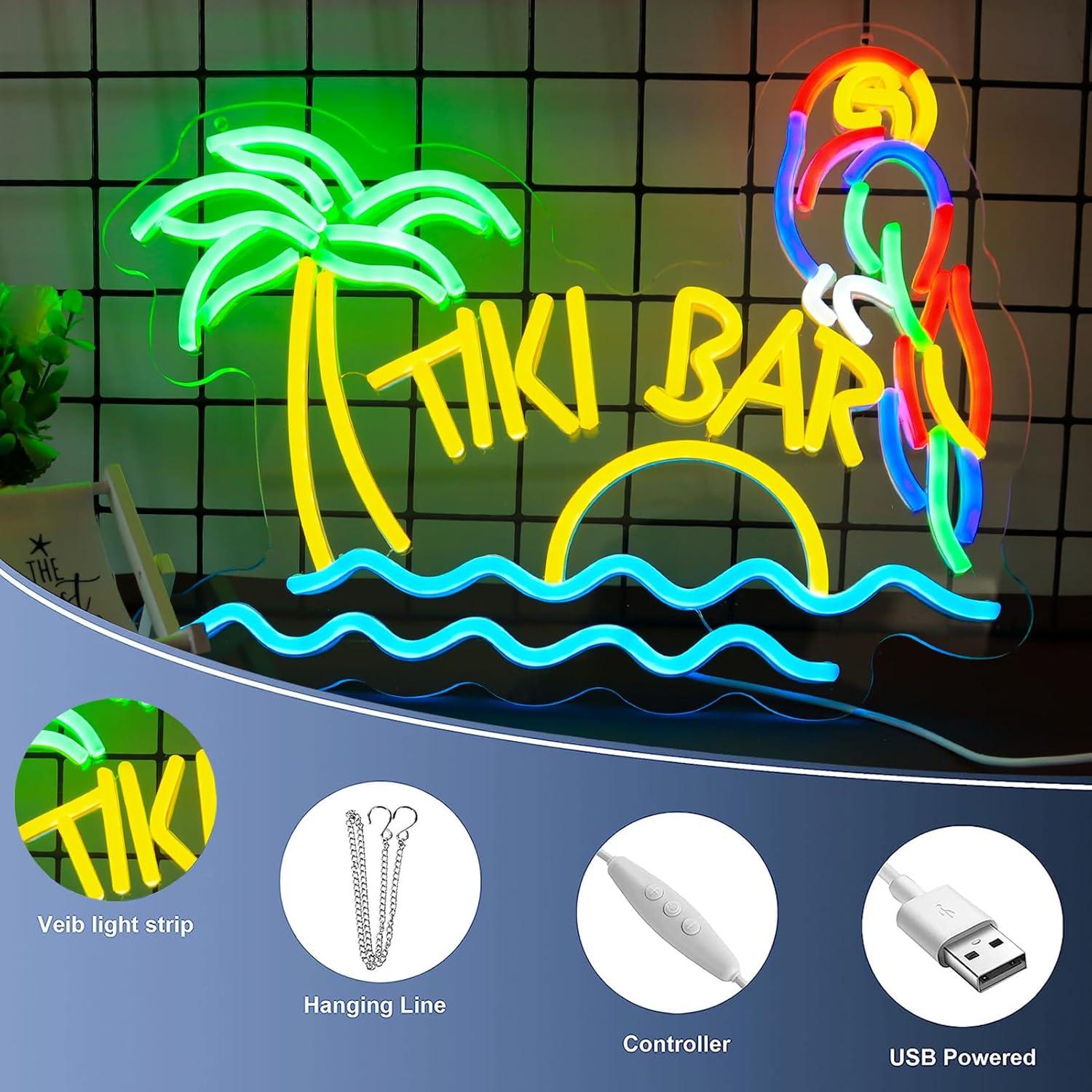 Tiki Bar Neon Sign Beach Theme - Neon Sign Party ulasan dan harga