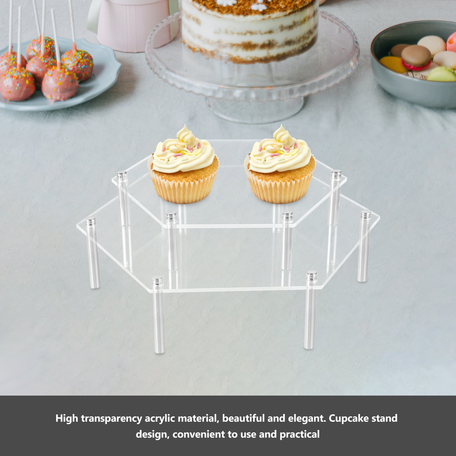 1Set Acrylic Cake Stand Clear  - Cupcake Stand Tier ulasan dan harga
